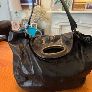 Elegant Black Leather Hobo Women's Bag